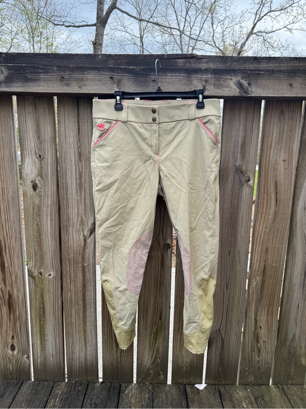 Piper Beige Riding Breeches with Pink Accents